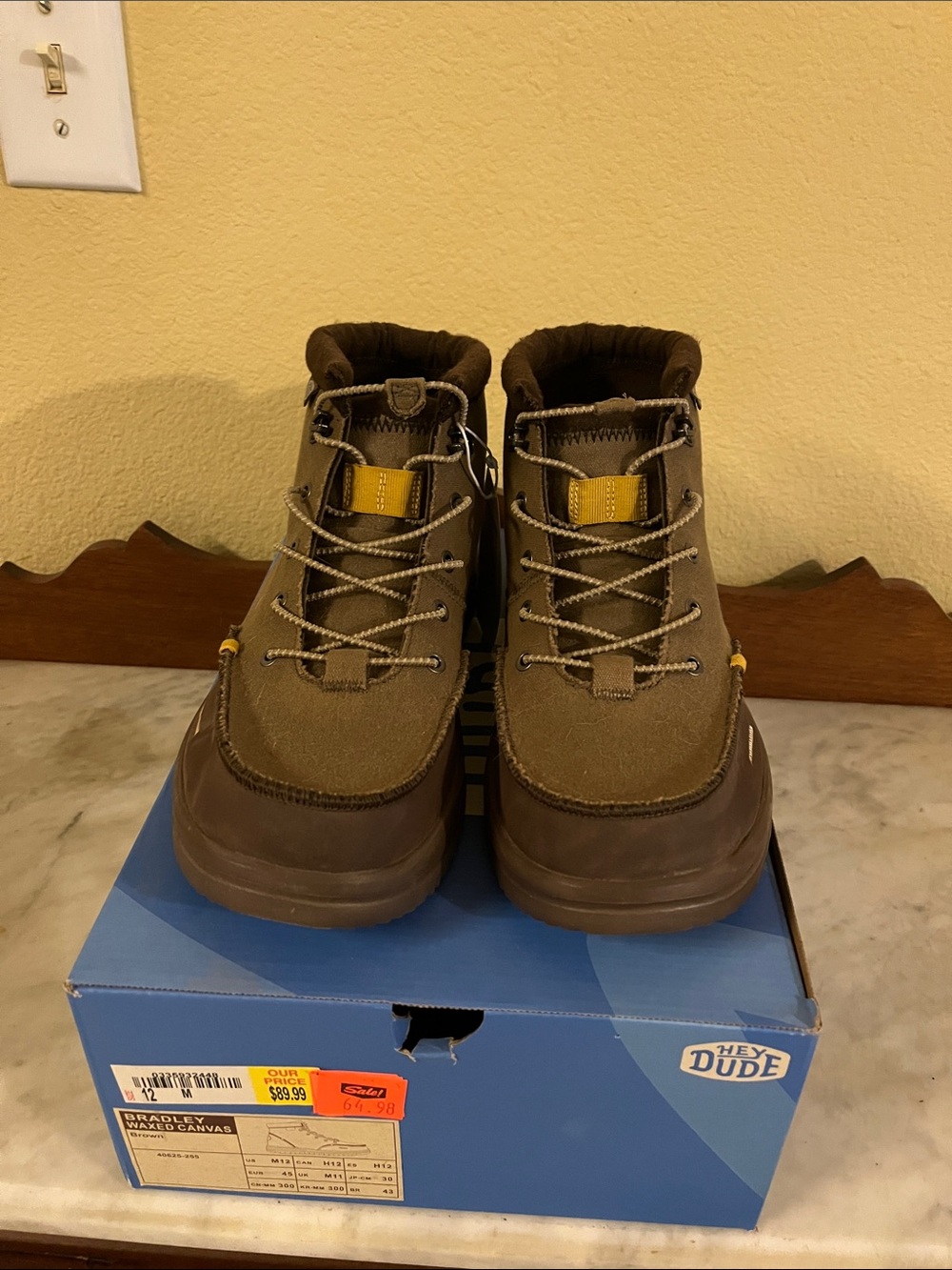 NWT-Hey Dude Brown and Tan Men’s Boots — High-Top Lace-Up-12M